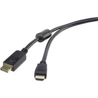 Renkforce DisplayPort / HDMI Adapterkabel DisplayPort-stekker, HDMI-A-stekker 3.00 m Zwart RF-3301446 Met Ferrietkern, Vergulde steekcontacten DisplayPort-kabel - thumbnail