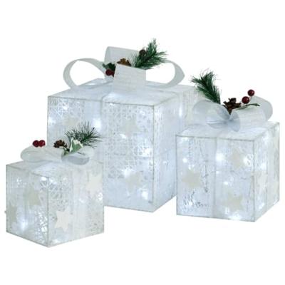 VidaXL Kerstdecoratie geschenkdozen 3 st binnen/buiten wit