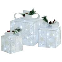 VidaXL Kerstdecoratie geschenkdozen 3 st binnen/buiten wit - thumbnail