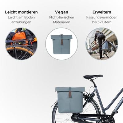 Basil Tas city dubbel mik vegan leather | graphite blue 32l Basil Tas city dubbel mik vegan leather | graphite blue 32l