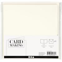 Creativ Company Kaarten en enveloppen, afmeting kaart 15,2x15,2 cm, afmeting envelop 16x16 cm, 220 gr, off-white, 4 set/ 1 doos - thumbnail