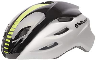 Polisport helm aero road mat wit/glans zwart/geel m 55-58cm
