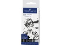 Faber Castell fc-167124 tekenstift faber-castell pitt artist pen mangaka 6-delig etui zwart - thumbnail