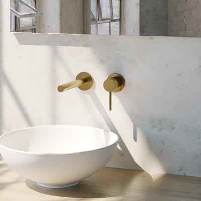 Brauer Gold Edition Inbouw Wastafelmengkraan met Rechte Uitloop en Rozetten Model A1 Goud Geborsteld PVD