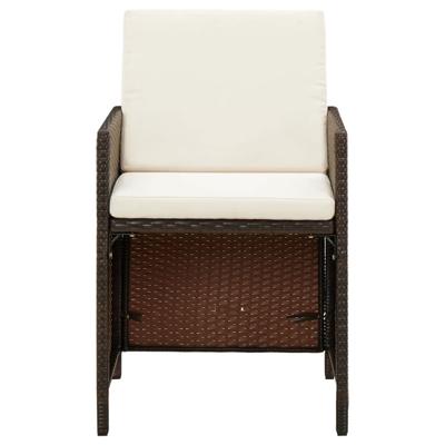 5-delige Tuinset met kussens poly rattan bruin - thumbnail
