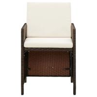 9-delige Tuinset met kussens poly rattan bruin - thumbnail