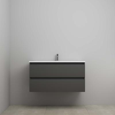 On-Line Onderkast - 100 cm - Voorgemonteerd - Acryl Wastafel - 1 Kraangat - Mat Antraciet