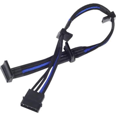 SilverStone adapter 4-pin molex > 4x 15-pin sata (zwart/blauw, pp07-btsba)