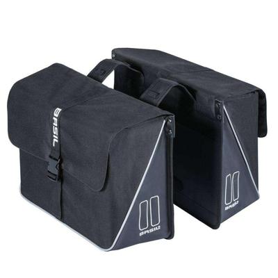Basil forte dubbele fietstas, zwart/zwart, waterafstotend, 35l