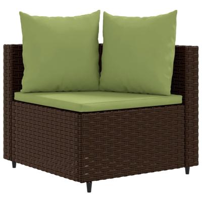 4-delige Loungeset met kussens poly rattan bruin