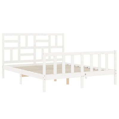 Bedframe met hoofdbord massief hout wit