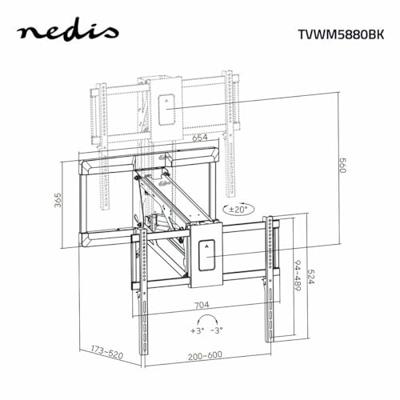 Nedis Gemotoriseerde TV-Muurbeugel | 37 - 75 " | Maximaal schermgewicht: 35 kg | Draaibaar | Minimale muurafstand: 153 mm | Maximale muurafstand: 485 Nedis Gemotoriseerde TV-Muurbeugel | 37 - 75 " | Maximaal schermgewicht: 35 kg | Draaibaar | Minimale muurafstand: 153 mm | Maximale muurafstand: 485