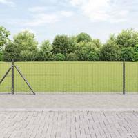 VidaXL Hek met paal grijs 0,4 x 10 m staal en pvc - thumbnail
