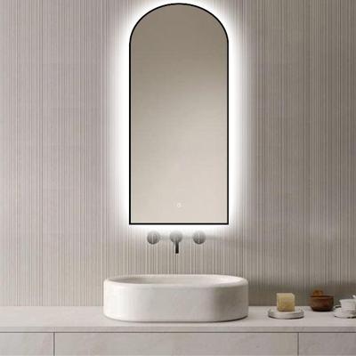 Loxa - Boog Badkamerspiegel Marrakech met led 45x100cm - Zwarte omlijsting - Dimbaar - 3 Led standen - Condensvrij vlak - Duurzame kwaliteit - Anti Corrosie spiegel - Eenvoudige installatie