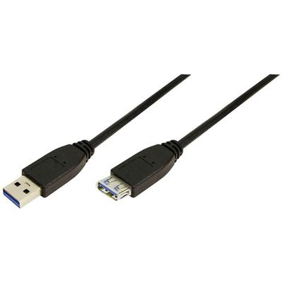 LogiLink CU0043 USB-kabel USB 3.2 Gen1 USB-A stekker, USB-A bus 3.00 m Zwart