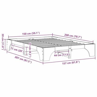 Bedframe 150 x 200 cm Massief Grenen Hout