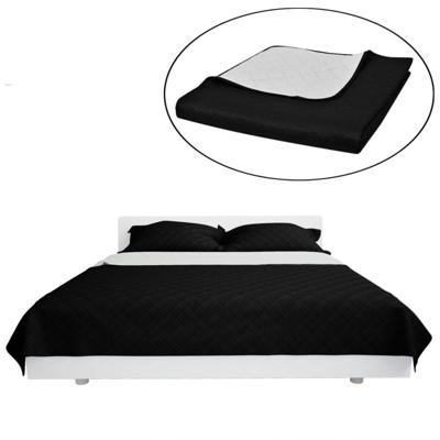VidaXL Bedsprei gewatteerd dubbelzijdig 170x210 cm zwart/wit
