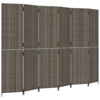 Kamerscherm 6 panelen poly rattan grijs - thumbnail