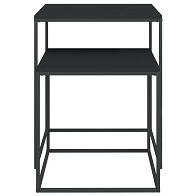 Salontafelset 2 st bewerkt hout en metaal