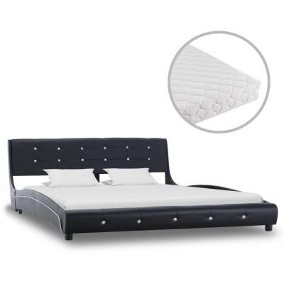 vidaXL Bed met matras kunstleer zwart 160x200 cm vidaXL Bed met matras kunstleer zwart 160x200 cm