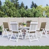 Stoelkussens 6 st hoge rug 120x50x4 cm stof gemêleerd taupe - thumbnail