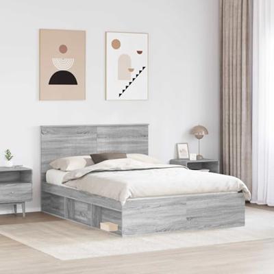 Bedframe Grijs Sonoma 140 x 200 cm Massief grenenhout