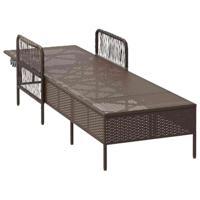 Ligbed met kussen 1-persoon Bruin 157 x 55 x 92cm poly rattan - thumbnail