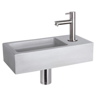 Fonteinset Differnz Ravo Beton 38.5x18.5x9 cm Licht Grijs Met Rechte Mat Chroom Fonteinset Differnz Ravo Beton 38.5x18.5x9 cm Licht Grijs Met Rechte Mat Chroom