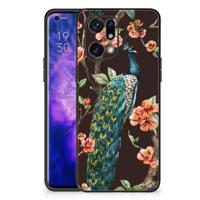 OPPO Find X5 Pro Dierenprint Telefoonhoesje Pauw met Bloemen - thumbnail