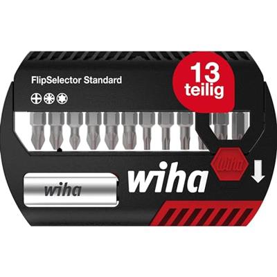 Wiha Bitset FlipSelector Standard 25 mm Phillips, Pozidriv, TORX® 15-delig 1/4" C6,3 met riemclip in blister - 39060 - 39060a - thumbnail