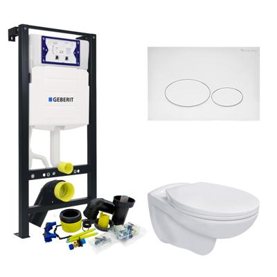 Toiletset Plieger Frame By Geberit met Basic Pro Randloos Toilet Wit Glans en Softclose Zitting Toiletset Plieger Frame By Geberit met Basic Pro Randloos Toilet Wit Glans en Softclose Zitting