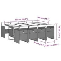 9-delige Tuinset met kussens poly rattan beige - thumbnail