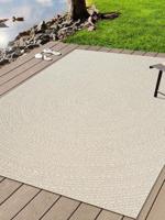 Buitentapijt met jute look| Rechthoekig met cirkelmotief | natuurlijke look voor tuin, balkon of terras | Weer- en UV-bestendig Tuintapijt Cream-80 x 250 cm - thumbnail