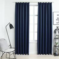 Gordijnen verduisterend met haken 2 st 140x225 cm blauw - thumbnail