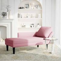 Chaise longue met kussen en rechterarmleuning fluweel roze - thumbnail