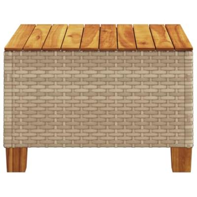 Tuintafel 55x55x36 cm poly rattan en acaciahout beige Tuintafel 55x55x36 cm poly rattan en acaciahout beige
