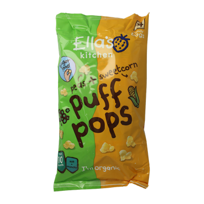 Puff pops peas & sweetcorn 10+ maanden bio 36 Gram