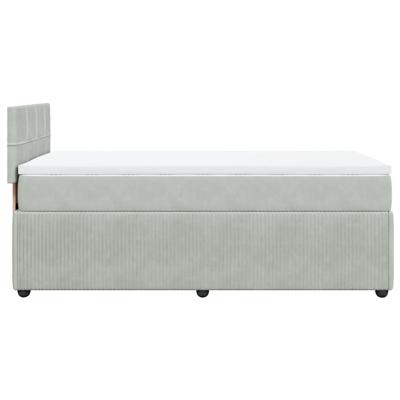 Boxspring met matras fluweel lichtgrijs 140x190 cm