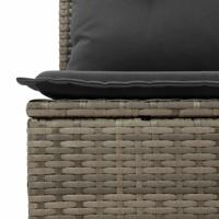 5-delige Loungeset met kussens poly rattan grijs - thumbnail