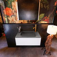 Badkamermeubelset Mondiaz Erin 80 cm met 1 Lade met RIDGE Wastafel Midden Dark grey met 1 kraangat Greeploos Mat Talc - thumbnail