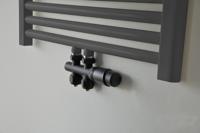 Riko set thermostatisch onderblok recht mat zwart - thumbnail