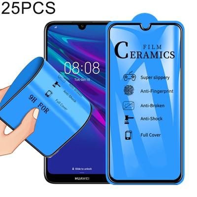 25 stuks 2.5 D volledige lijm volledige cover keramiek film voor Huawei Honor Play 8A/Y6 (2019)/Y6 Prime (2019)
