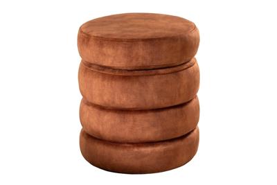 Ronde poef VOGUE 50cm roestbruin fluwelen poef met opbergruimte - 46694