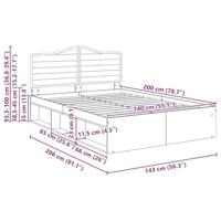 Bedframe met hoofdeinde Oudhout 140 x 200 cm Massief grenenhout - thumbnail