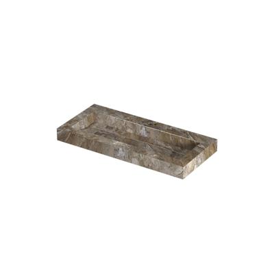 INK Pitch Wastafel keramische slab centraal met drain en front en side skirts 1 kraangat 100x45x9 Earth glossy