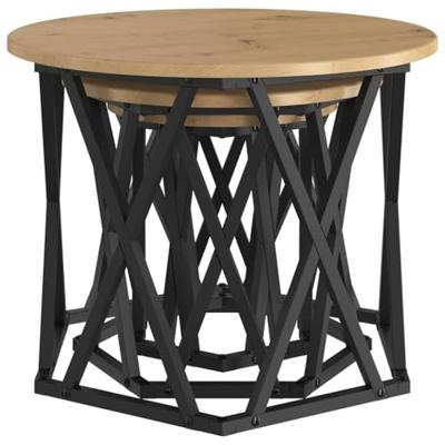 Nestbare Bijzettafel 3 pcs artisanaal eikenkleurig Nestbare Bijzettafel 3 pcs artisanaal eikenkleurig
