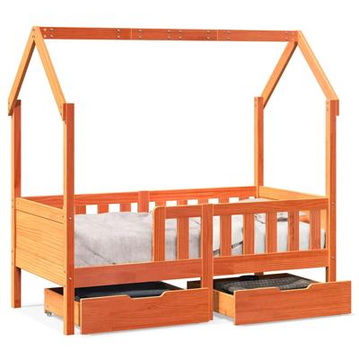 Kinderbedframe met lades 80x170 cm massief grenenhout