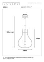 Lucide BODO - Hanglamp - Ø 38 cm - 1xE27 - Licht hout - thumbnail