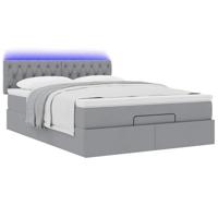 Ottoman bed met matras en LED's 140x200cm stof lichtgrijs - thumbnail