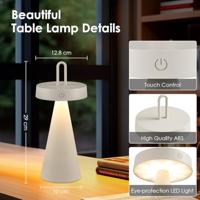 Draadloze Oplaadbare LED Tafellamp - Binnen & Buiten - Dimbaar - ø12.8 x 29 cm - Warmwit licht - 3000mAh - Grijs - thumbnail